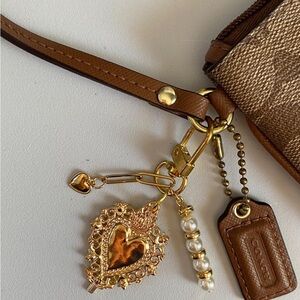 Gold Heart Charm Keychain/bagchain